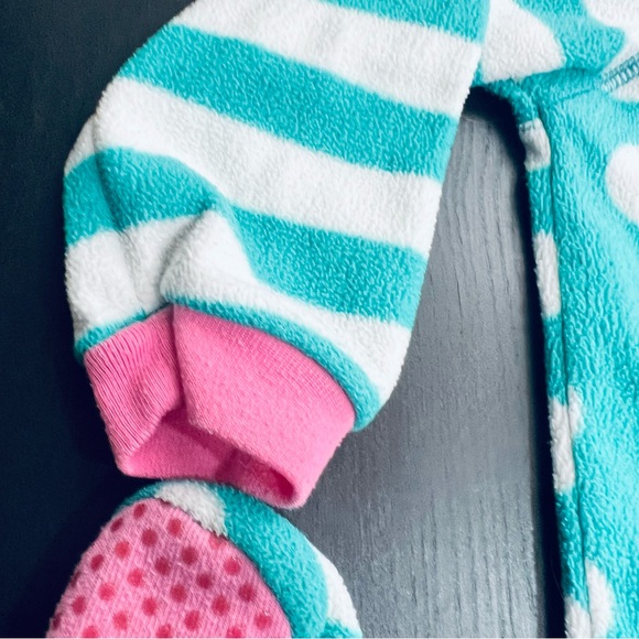 Place Blue and Pink One Piece Footies with Stripes and Polka Dots - Picture 3 of 7